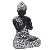 Aapno Rajasthan Beautiful Black And Silver Finish Joint Hands Buddha Showpiece