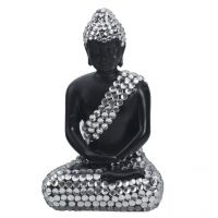 Aapno Rajasthan Charming Black And Silver Finish Buddha Idol Showpiece