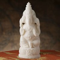 Aapno Rajasthan Dvija Ganapati Statue In White Rajasthani Marble