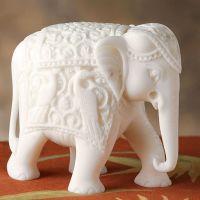 Aapno Rajasthan Royal Elephant Sculpture In White Marble