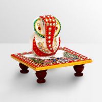 Aapno Rajasthan Stone Beads Studded Ganesh Sitting On Chowki