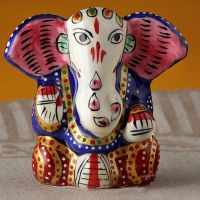 Aapno Rajasthan Yoga Ganapati Hand Painted Enameled Metal Figurine