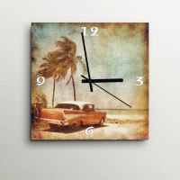 ArtEdge Vintage Car On Beach Wall Clock