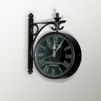 Carnations Black 2 Sided Station Clock