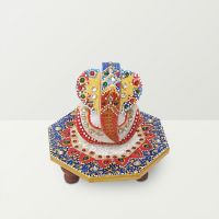 Chitra Handicraft Marble Chowki And Colorful Ganesh