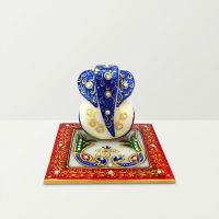 Chitra Handicraft Marble Chowki Ganesh Of Blue Color