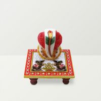 Chitra Handicraft Marble Chowki With Ganesh And Mouse