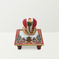 Chitra Handicraft Marble Chowki With Sitting Ganesh