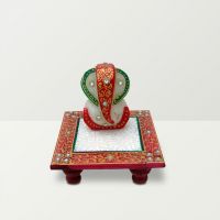 Chitra Handicraft Marble Square Chowki Ganesh