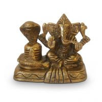 Decor Delight Ganesh Ji Statue With Shivling Gold