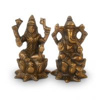 Decor Delight Lakshmi Ganesh Ji Statue Gold