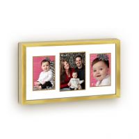 Elegant Arts And Frames Metallic 3 Pocket Collage Photo Frame Gold