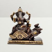 Ethnic Brass Ganesha On Rath Brown And Golden