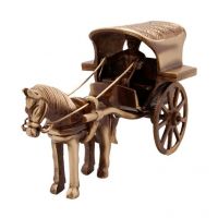 Ethnic Brass Horse Cart Medium Antique