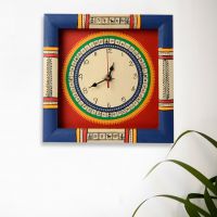 Exclusivelane Warli Handpainted Clock Blue And Red