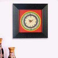 Exclusivelane Warli Handpainted Clock Black And Red