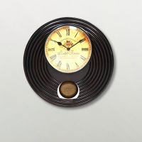 Kraftorium Stylish Black Wall Clock With Pendulum