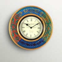 Kraftorium Traditional Rajasthani Wooden Hand Painted Wall Clock