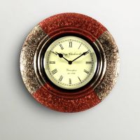 Kraftorium Traditional Rajasthani Wooden Wall Clock Brass And Copper