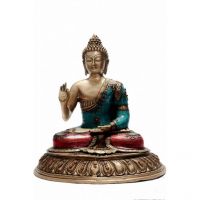Pure Divine Debating Buddha On Lotus Flower Base With Beads And Stones