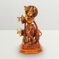 Pure Divine Standing Krishna With Cow Red