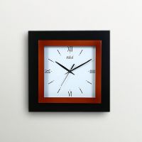 Safal Quartz Square Black And Walnut Wall Clock