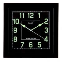 Safal Quartz Square Nightglow Black Clock