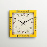 Safal Quartz Warli Art Beautiful Wall Clock Yellow