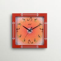 Safal Quartz Warli Art Orange Wall Clock