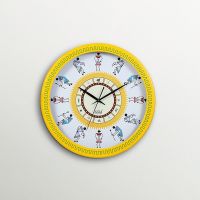 Safal Quartz Warli Art Yellow Round Wall Clock