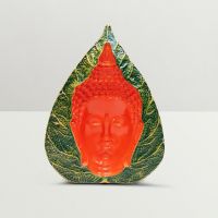 Shilp Leaf 3D Buddha Face Green And Orange