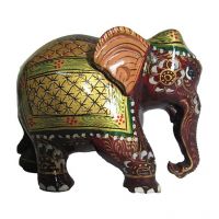 eCraftIndia Golden Painted Elephant Statue