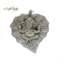 eCraftIndia Silver Lord Ganesha On Leaf