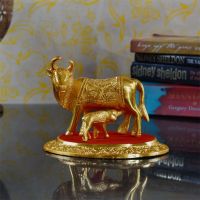 eCraftindia Golden Cow With Calf Statue