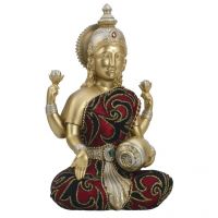 Aashi Gifts Lovely Multicolor Gold Finish Laxmi Idol Showpiece