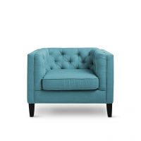 Afydecor Modern Chair Having Tuxedo Arms With Loose Cushion Seat Blue