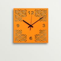 ArtEdge Orange Geometric Design Laser Cutwork Wall Clock