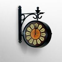 Carnations Brown 2 Sided Station Clock
