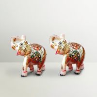Chitra Handicraft Marble Elegant Elephant Pair