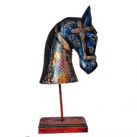 Craftghar Hand Painted Horse Head Showpiece Wooden