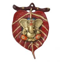 Ethnic Brass Ganesha On Red Patti