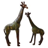 Ethnic Brass Giraffe Pair Showpiece