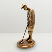Ethnic Brass Golfer Figurine Antique Brown
