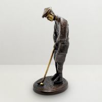 Ethnic Brass Golfer Figurine Black And Golden