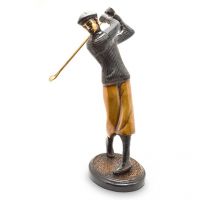 Ethnic Brass Golfer Shot Figurine