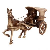 Ethnic Brass Horse Cart Big
