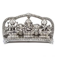 Ethnic Brass Laxmi Ganesha Saraswati Silver Finished