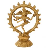 Ethnic Brass Natraj With Carving Antique Yellow