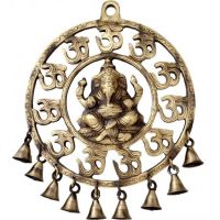 Ethnic Brass Om Ganesha Wall Hanging With Bells