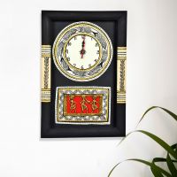 Exclusivelane Warli Handpainted And Dhokra Work Clock Black And Black